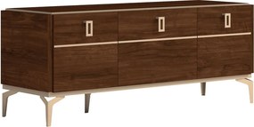 Comodă TV lemn masiv nuc Devon Lucios, 140 × 49 × 59 cm