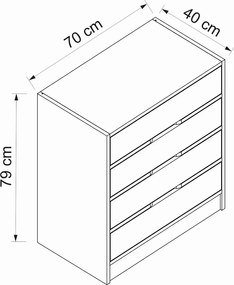 Dulap, Hanah Home, Elina, 70x40x79 cm, Nuc / Antracit