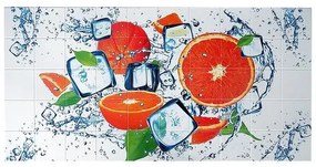 Panou decorativ, PVC, model portocale, alb si portocaliu, 96x48.5 cm