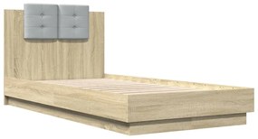 3209977 vidaXL Cadru de pat cu tăblie stejar sonoma 75x190 cm lemn prelucrat