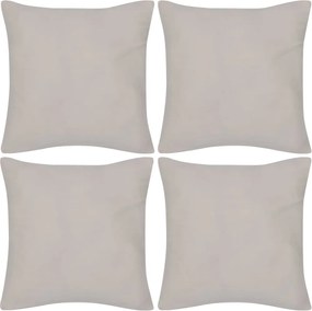 vidaXL Huse de pernă din bumbac, 40 x 40 cm, bej, 4 buc.