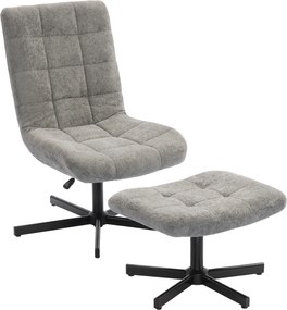 HOMCOM Scaun reclinabil pe 4 niveluri cu otoman separat în efect de catifea, 66x80x93-104 cm, Gri | Aosom Romania