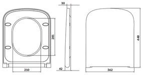 Capac wc soft close duroplast Cersanit Larga, dreptunghiular Dreptunghiulara