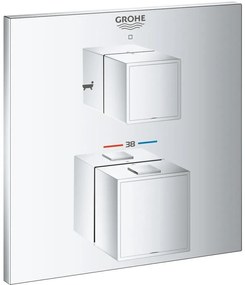 Grohe Grohtherm Cube Baterie cada dus cu termostat incastrata, 2 iesiri, crom