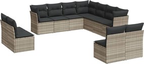 vidaXL Set canapele de grădină cu perne, 11 piese, gri, poliratan