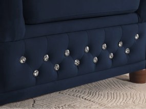 Colțar albastru extensibil cu tapițerie din catifea (cu colț pe partea stângă/în formă de ”L”) York Blik – Ropez