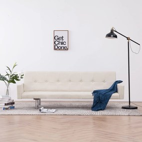 282219 vidaXL Canapea extensibilă cu brațe, crem, poliester