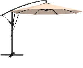 Outsunny Umbrelă cu Braț Lateral 3 m, Umbrelă Banana cu Manivelă, Culoare Bej | Aosom Romania