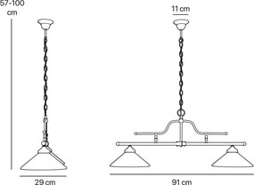 Lustra stil clasic italian din alama cu 2 brate Fiordo