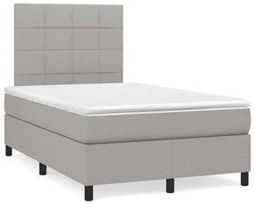 vidaXL Pat cu arcuri, saltea și LED, gri deschis, 120x190 cm, textil