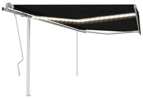 vidaXL Copertină retractabilă manual, cu LED, antracit, 4x3,5 m