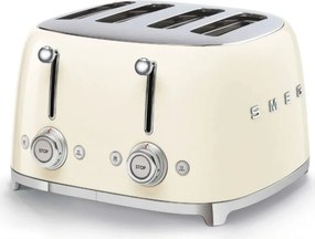 Prăjitor de pâine SMEG 50's Style TSF03CREU, 2000 W, 4 felii, 6 niveluri, Tava pentru firimituri, Cablu integrat, Oțel inoxidabil, Culoare crem