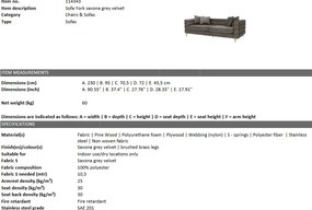 Canapea eleganta design LUX York, catifea gri 114343 HZ