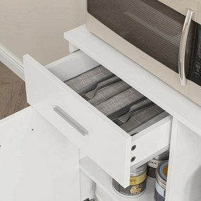 HOMCOM Dulap Înalt pentru Bucătărie cu Sertar, 4 Dulapuri și 3 Spații Deschise, 80x35x180 cm, Alb | Aosom Romania