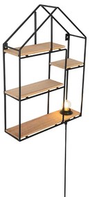 Aplica industriala neagra cu lemn 49 cm - Hiso