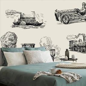 Tapet mijloace de transport în design retro
