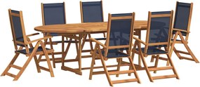 vidaXL Set mobilier de grădină, 7 piese, lemn masiv acacia/textilenă