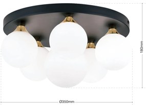 Lustra aplicata design modern SNOWWHITE 6L negru/auriu