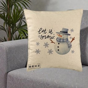 Perna Decorativa Let It Snow Om de Zapada, 40x40 cm, Bej, Husa Detasabila, Perna Inclusa, BEKZ®