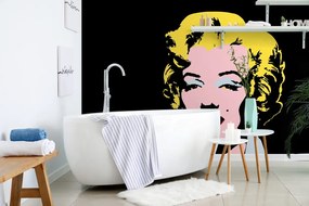 Tapet autoadeziv pop art Marilyn Monroe pe fundalul negru
