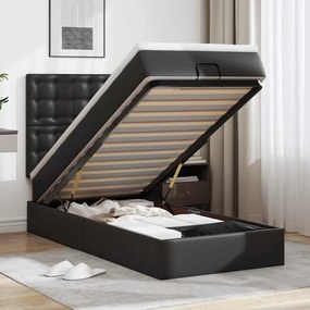vidaXL Cadru de pat otoman cu saltea neagră 80x200cm piele artificială