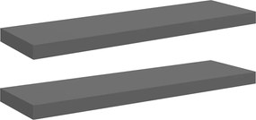 vidaXL Rafturi de perete, 2 buc., gri extralucios, 80x23,5x3,8 cm, MDF