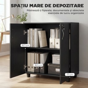 Vinsetto Dulap pentru Documente, cu Încuietoare, 2 Uși și Raft Interior, 80x40x80 cm, Negru | Aosom Romania