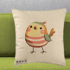Perna Decorativa Pui Kawaii Pastel Dungat, 40x40 cm, Bej, Husa Detasabila, Perna Inclusa, BEKZ®
