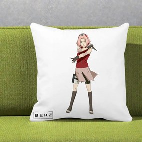 Perna Personalizata Naruto Sakura Haruno Portret, 40x40 cm, Alba Mata, Husa Detasabila, Perna Inclusa, BEKZ®