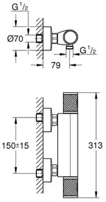 GROHE 34790000 - Baterie termostatică de duș PRECISION FEEL DN 15, cromat