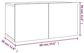 Set dulapuri TV, 2 piese, stejar fumuriu, lemn prelucrat 2, Stejar afumat, 60 80 x 30 x 30 cm