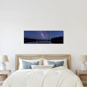 Tablou cu cerul nocturn (cu ceas) (90x30 cm)