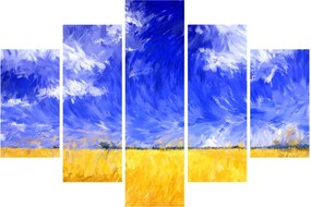 Tablou - Pictură în ulei, câmp auriu (150x105 cm)