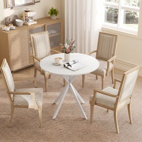 HOMCOM Masă Da Dining Rotund Stil Industrial Con Picioare în X Ø80x75 cm | Aosom Romania