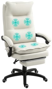 Vinsetto Scaun de birou cu funcție de masaj, Scaun de birou ergonomic cu funcție de rotație, înălțime reglabilă, din nailon, Crem | Aosom Romania
