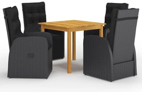 vidaXL Set de masă pentru grădină, 5 piese, negru