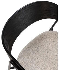 Set de scaune de sufragerie negru/bej cu cotiere 2 buc. tapițat Cora – MOME