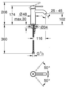 GROHE 23590DL1 - Baterie lavoar ESSENCE, dimensiune S, finisaj bronz
