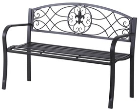 Outsunny Bancuta de Gradina in Fier Forjat 129 x 50 x 91cm Negru