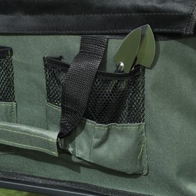 Outsunny Cărucior Pliabil de Grădină de 72l cu Deschidere Posterioară, Roți, Buzunare și Mâner, 114x46x65-92 cm, Verde | Aosom Romania