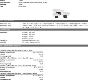 Set de 3 masute de cafea design modern LUX Zane 115560 HZ