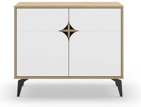 Dulap alb/în culoare naturală cu aspect de lemn de stejar 95x79 cm Nola – Marckeric