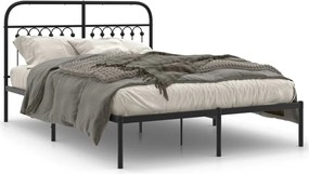 vidaXL Cadru de pat metalic cu tăblie, negru, 140x200 cm
