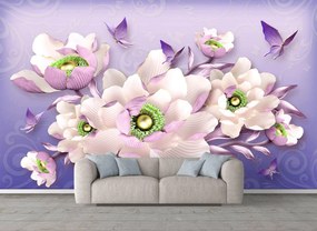 Fototapet 3D, Floarea roz pe un fundal  violet Art.05371
