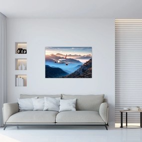 Tablou - Avion peste crestele montane (90x60 cm)