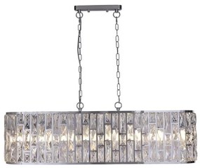 Lustra metal cromat, sticla transparenta Bijou 8Lt