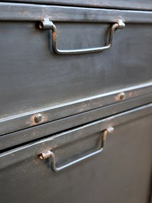 Comodă din metal cu 2 sertare, finisaj negru antichizat, Factory