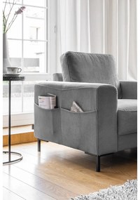 Fotoliu gri cu tapițerie din catifea reiată Lofty Lilly – Miuform