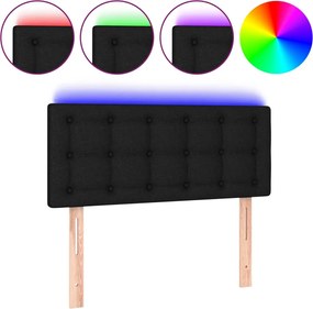 vidaXL Tăblie de pat cu LED, negru, 80x5x78/88 cm, textil