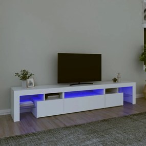 3152794 vidaXL Comode TV cu lumini LED, alb，215x36,5x40